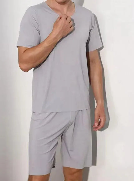 KissICON Gray / XL Mens Ice Silk Summer Casual Sportswear Short Set