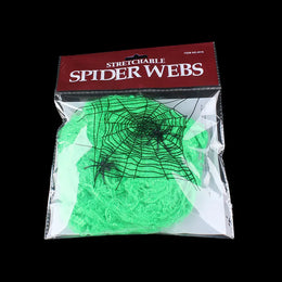 KissICON Green / 20g Halloween Decoration Spider Web,Artificial Cobweb,Stretchy Cobweb With Spider,Horror Gothic Haunted House Home Decor