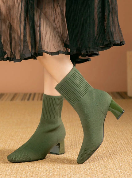 KissICON green / 39 / CHINA Women's Boots 2025 New Fashion Pointed Soft Knitted