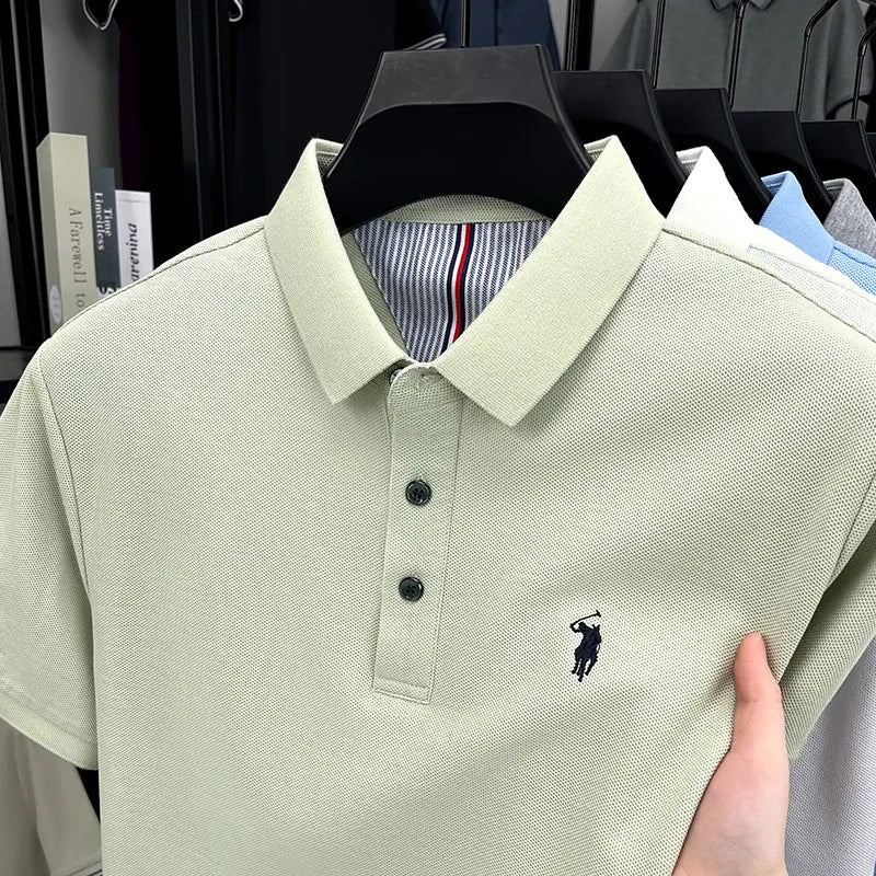 KissICON green / 4XL Luxury Cotton Polo Pony Embroidery Summer Business Golf Top