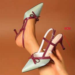 KissICON green 6cm / 38 Bowtie Decor High Heels Sandals for Women Fashion