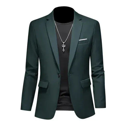 KissICON Green / Asia M(165cm-50kg) Mens Slim Fit Casual Fashion Wedding Tuxedo Blazer