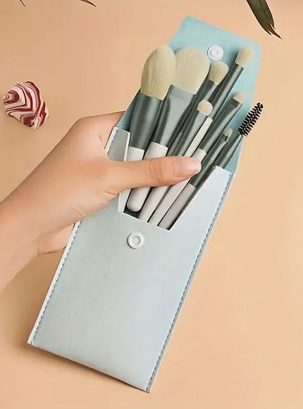 KissICON Green-B KissIcon Travel Makeup Brush Set 8Pcs with Bag
