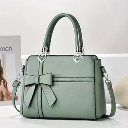 jkthpu-45 Green Chic Solid Bow Tote Versatile Everyday Elegance