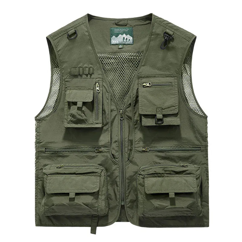 KissICON Green / EU size L FGKKS Mens Breathable MultiPocket Outdoor Leisure Vest