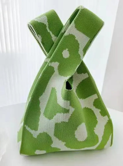 KissICON green Fashionable Knitted Woven Compact Women's Handbag