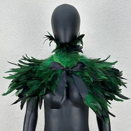 KissICON green Halloween Makeup Ball Feather Party Costume Cloak Fake Collar Role Play