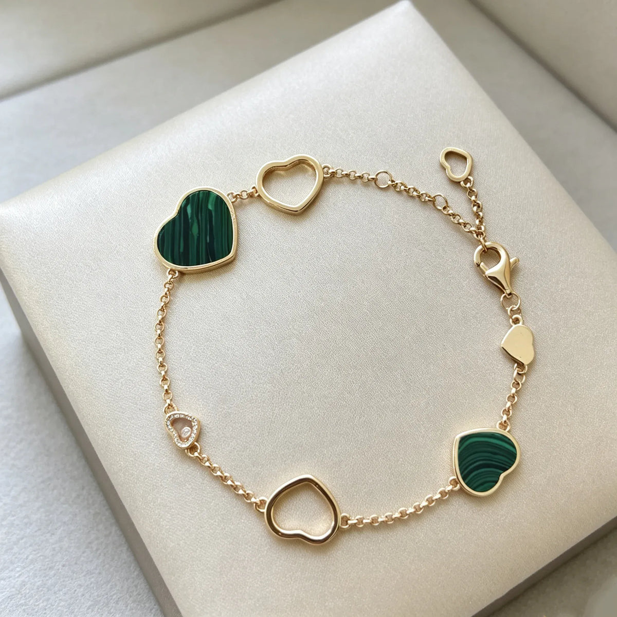 KissICON Green Heart‑Shaped Jewellery Women's Necklace Bracelet Earrings S925 Silver Plating Rose Gold 5A Zircon High-End Exquisite Party Gift