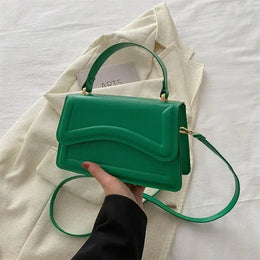 Dropshipman Green High Quality PU Leather Handbag Purse Women's Bag Solid Color Shoulder Crossbody Bags Lady Messenger Small Tote for Women Girls