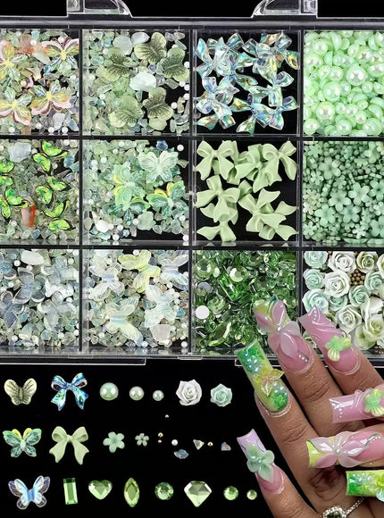 KissICON Green Kiss Icon Nail Art 12 Slot Boxed DIY