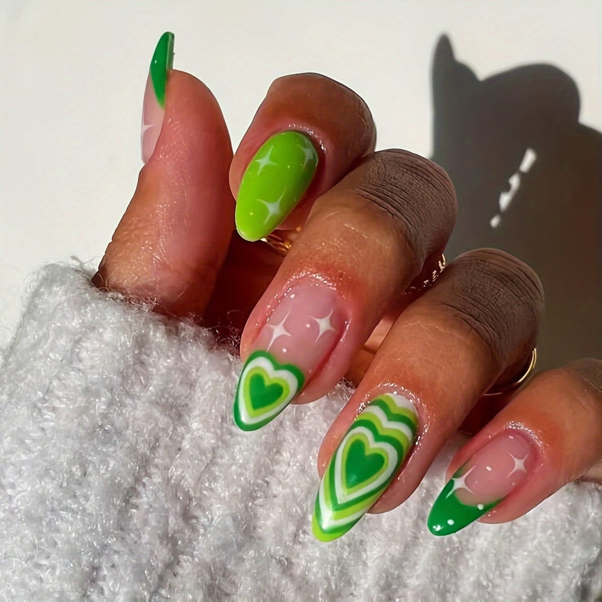 KissICON Green KissIcon 24Pcs Blue Press On Nails Short Almond