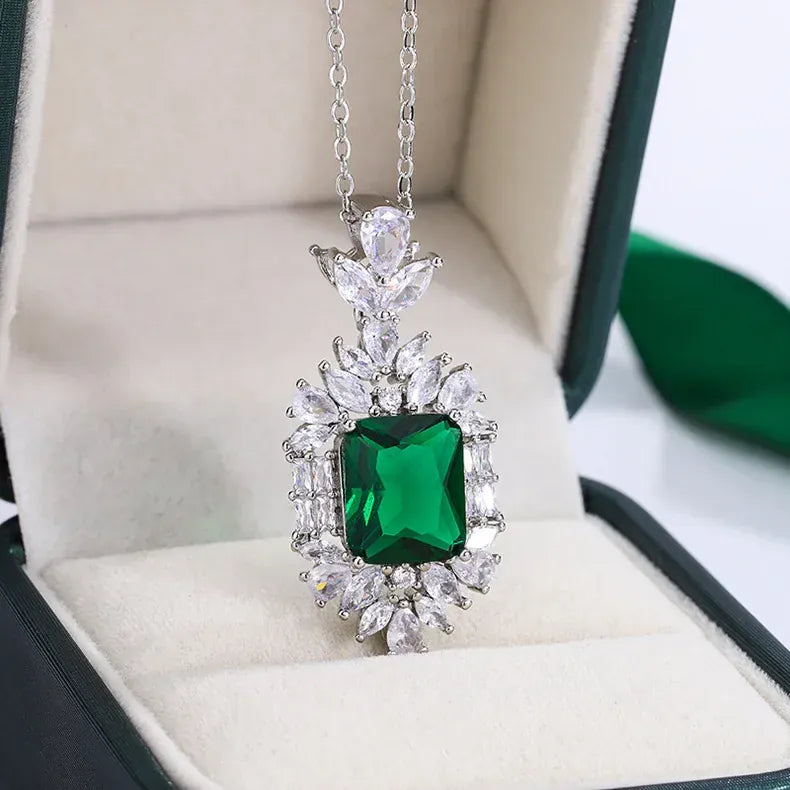 KissICON green KissIcon 925 Silver Necklace with Colored Zircon Pendant
