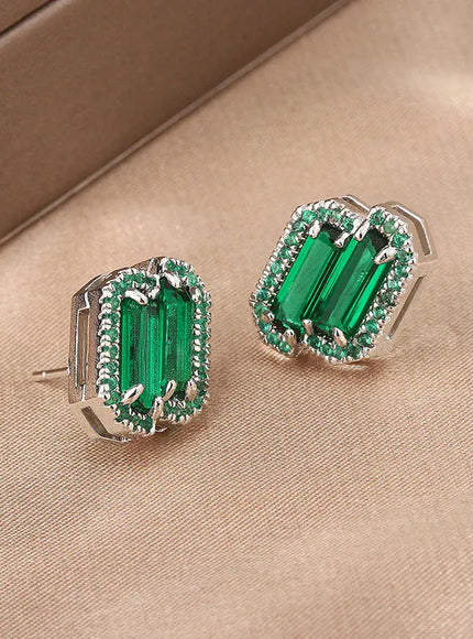 KissICON green KissIcon Blue Zirconia Earrings 925 Silver - Wedding Ready