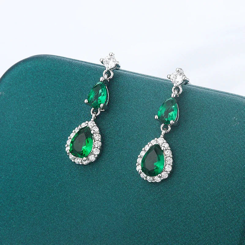 KissICON green KissIcon Classic 925 Silver Plated Earrings - Color Zircon