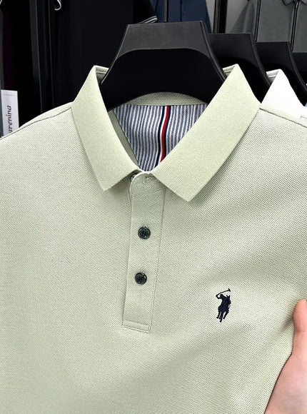 KissICON green / L Luxury Cotton Polo Pony Embroidery Summer Business Golf Top