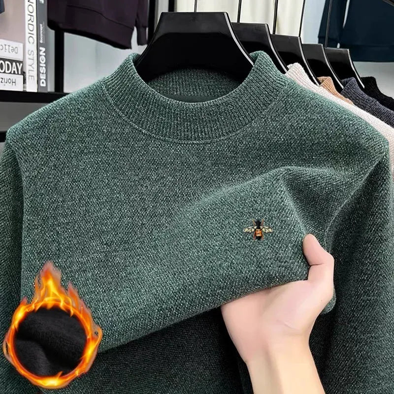 KissICON green / L New Design Embroidered Knit Pullover Cozy AutumnWinter Style