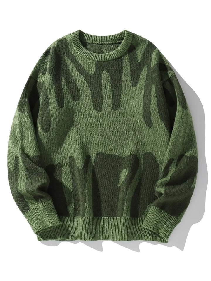 Trendy Irregular Jacquard ColorBlock Mens Pullover Sweater