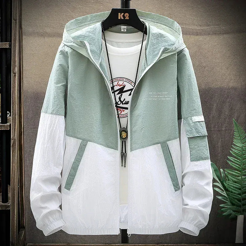 KissICON green / M Waterproof SunProtect Quick Dry Hooded Windbreaker Jacket