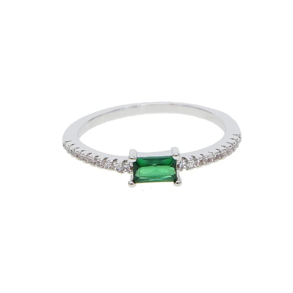 KissICON green / Platinum Plated / 7 Kissicon Birthstone Ring – Colorful Zirconia Gift