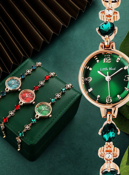 KissICON Green Quartz Bracelet Watch For Women Waterproof Timepiece