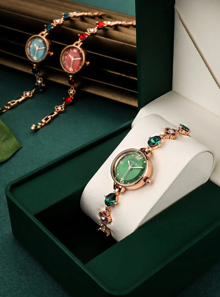 KissICON Green Quartz Bracelet Watch For Women Waterproof Timepiece