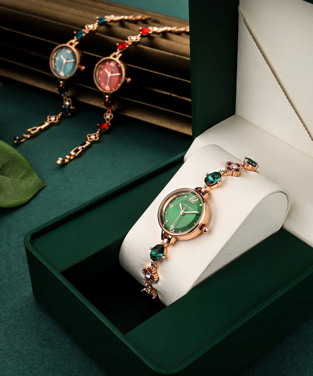 KissICON Green Quartz Bracelet Watch For Women Waterproof Timepiece