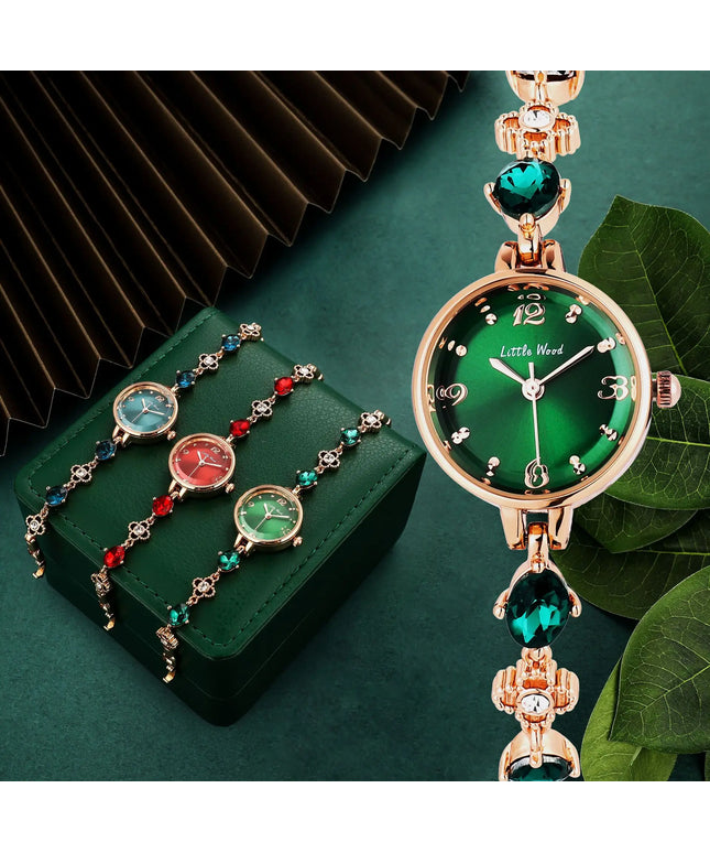 KissICON Green Quartz Bracelet Watch For Women Waterproof Timepiece