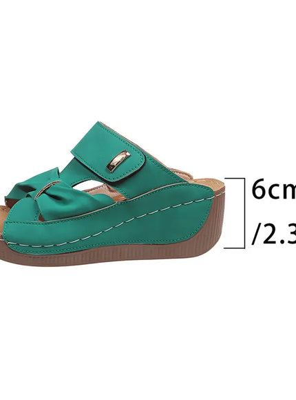 KissICON Green Thick Sole Wedges Sandals Women 2025 Summer