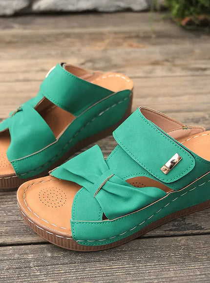 KissICON Green Thick Sole Wedges Sandals Women 2025 Summer