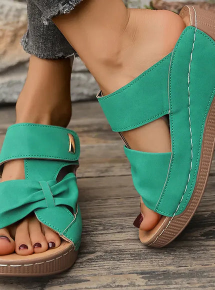 KissICON Green Thick Sole Wedges Sandals Women 2025 Summer