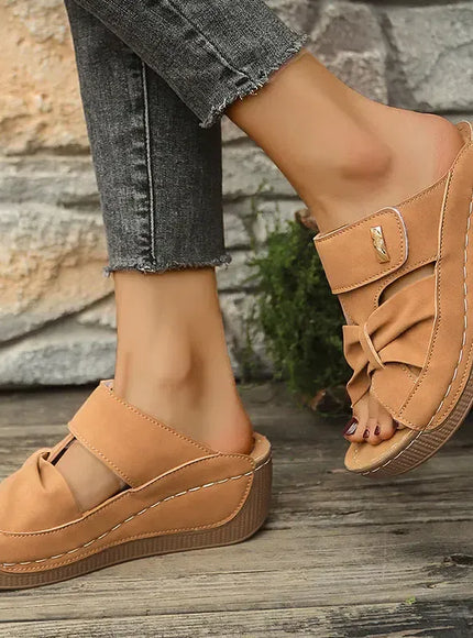 KissICON Green Thick Sole Wedges Sandals Women 2025 Summer