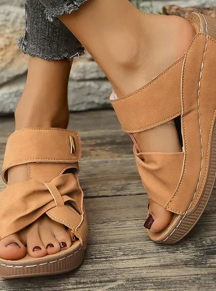 KissICON Green Thick Sole Wedges Sandals Women 2025 Summer