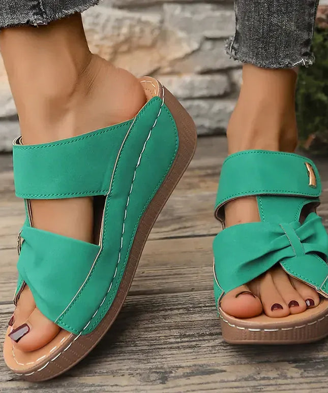 KissICON Green Thick Sole Wedges Sandals Women 2025 Summer