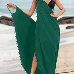 KissICON Green / UK 16/18 Elegant Curve Cross Neck Backless Beach Maxi Dress