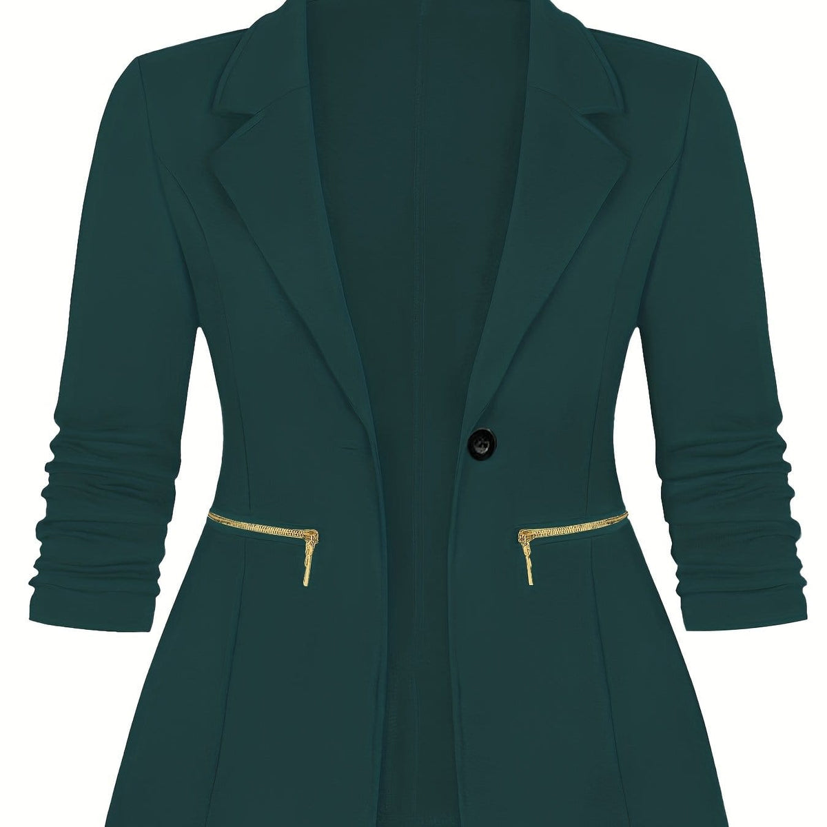 KissICON Green / UK 16 Chic Curve Blazer – Tailored Zip Pocket