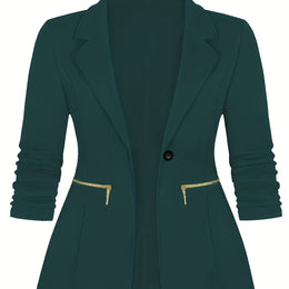 KissICON Green / UK 16 Chic Curve Blazer – Tailored Zip Pocket