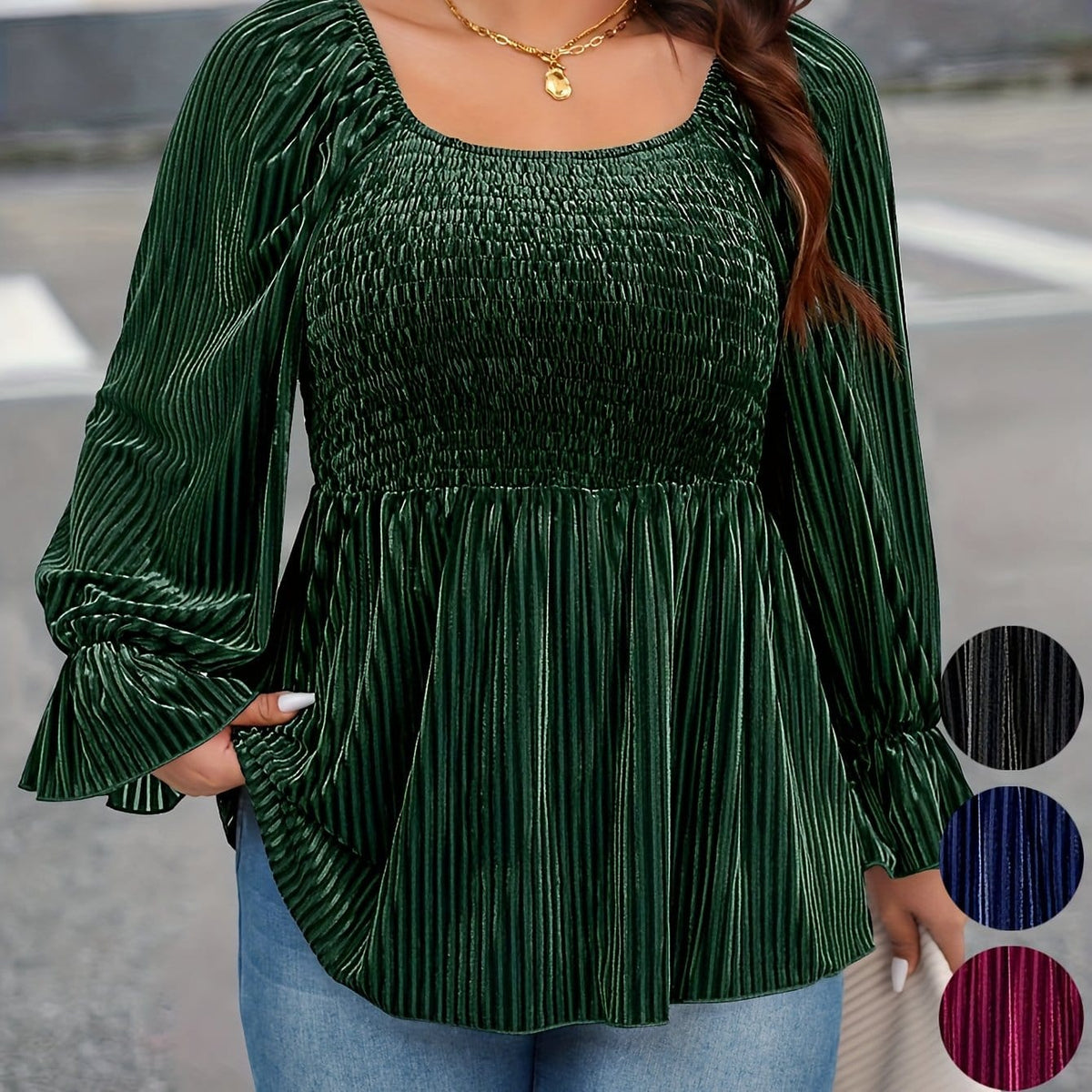 jkthpu-45 Green / UK 16 Large Size Women's Tops