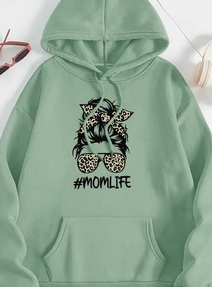 jkthpu-45 Green / UK 16 Women's Casual Beige Hoodie with Stylish Mom Life