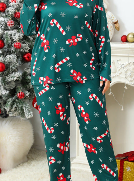 KissICON Green / UK 18 Cozy Curve Snowflake Candy Cane Christmas Pajamas