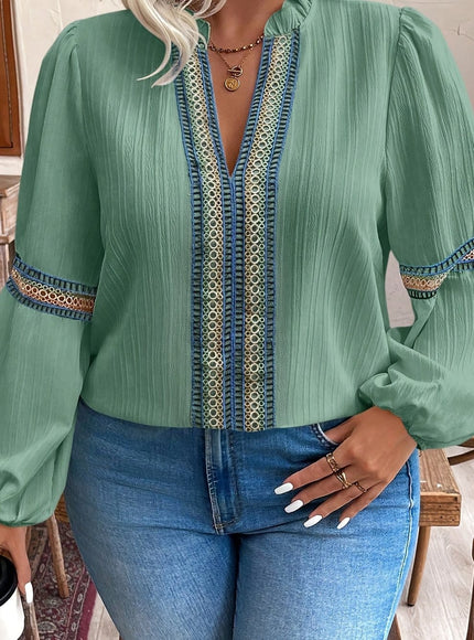 jkthpu-45 Green / UK 18 Plus Size Green Blouse