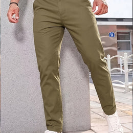 KissICON Green / UK 28 Mens Summer Drapey Breathable AntiWrinkle Business Casual Trousers