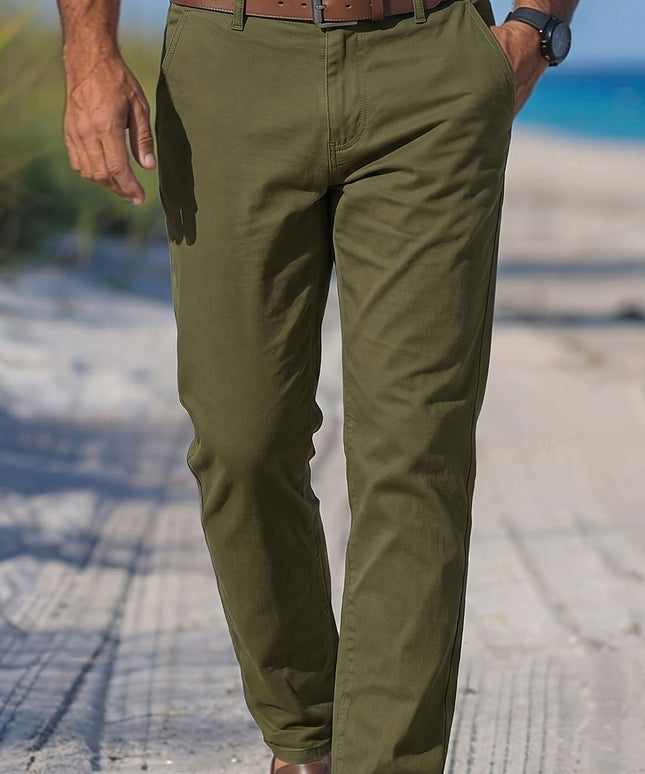 KissICON Green / UK 28 Silky Ice Fiber WrinkleFree Mens Business Casual Straight Pants