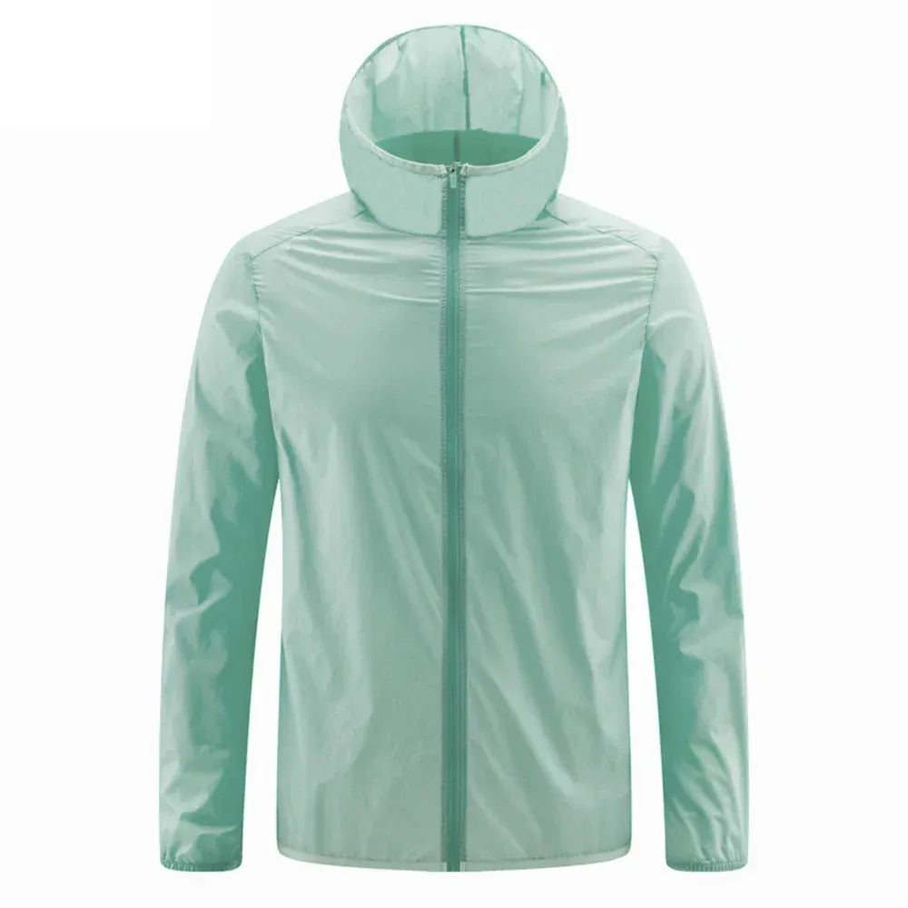 KissICON Green / XXXL Lightweight Mens UV Protection Ice Silk Hooded Summer Jacket