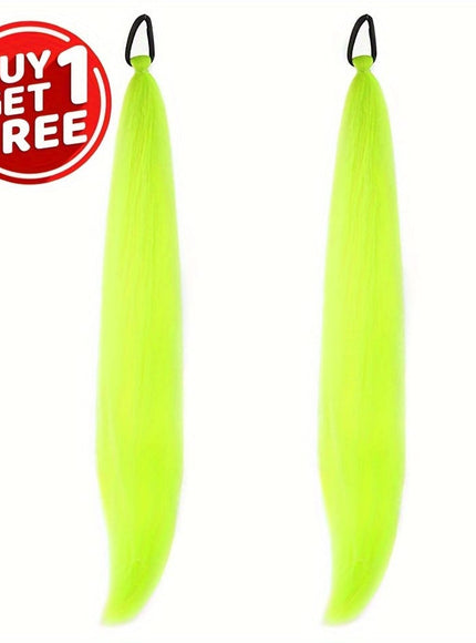 KissICON Greenish Yellow / 26inch Kissicon Synthetic Straight Ponytail Elastic Tie