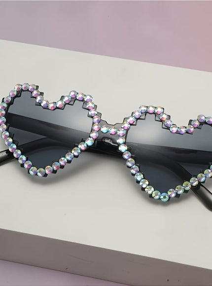 KissICON Eyewear Grey / 1pc Sapphire Heart Diamond Glasses Y2K Spicy BlingBling Party Style