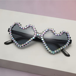 KissICON Eyewear Grey / 1pc Sapphire Heart Diamond Glasses Y2K Spicy BlingBling Party Style