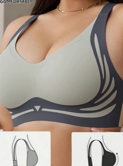 KissICON Grey / 1XL Plus-size Seamless Wireless Bra – Designed Featuring Lift