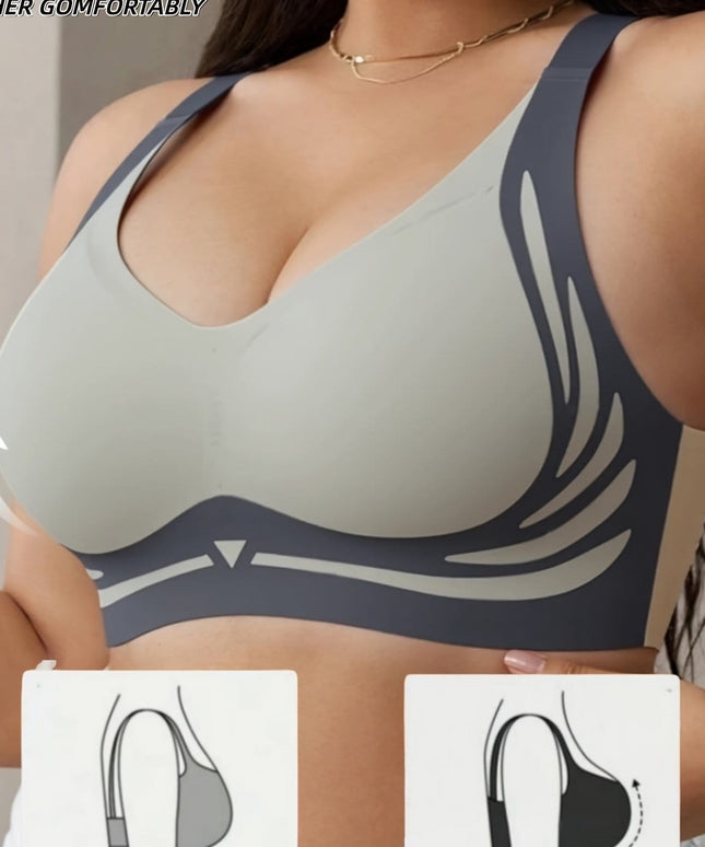 KissICON Grey / 1XL Plus-size Seamless Wireless Bra – Designed Featuring Lift