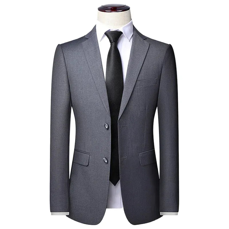 KissICON grey 2 buttons / 7XL Mens Solid Color British Style Blazer Jacket S8XL