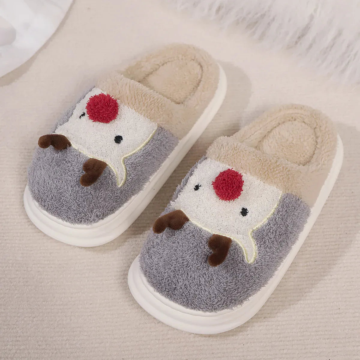 KissICON Grey / 36-37 / CHINA Smile PoP Cute Women Slippers Indoor Fuzzy Women